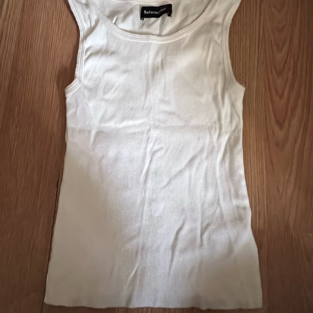 Reformation Ivory Ribbed Tank Top